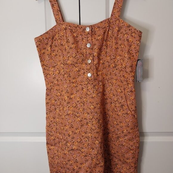 No Boundaries Juniors Button Front Pinafore - Picture 3 of 10